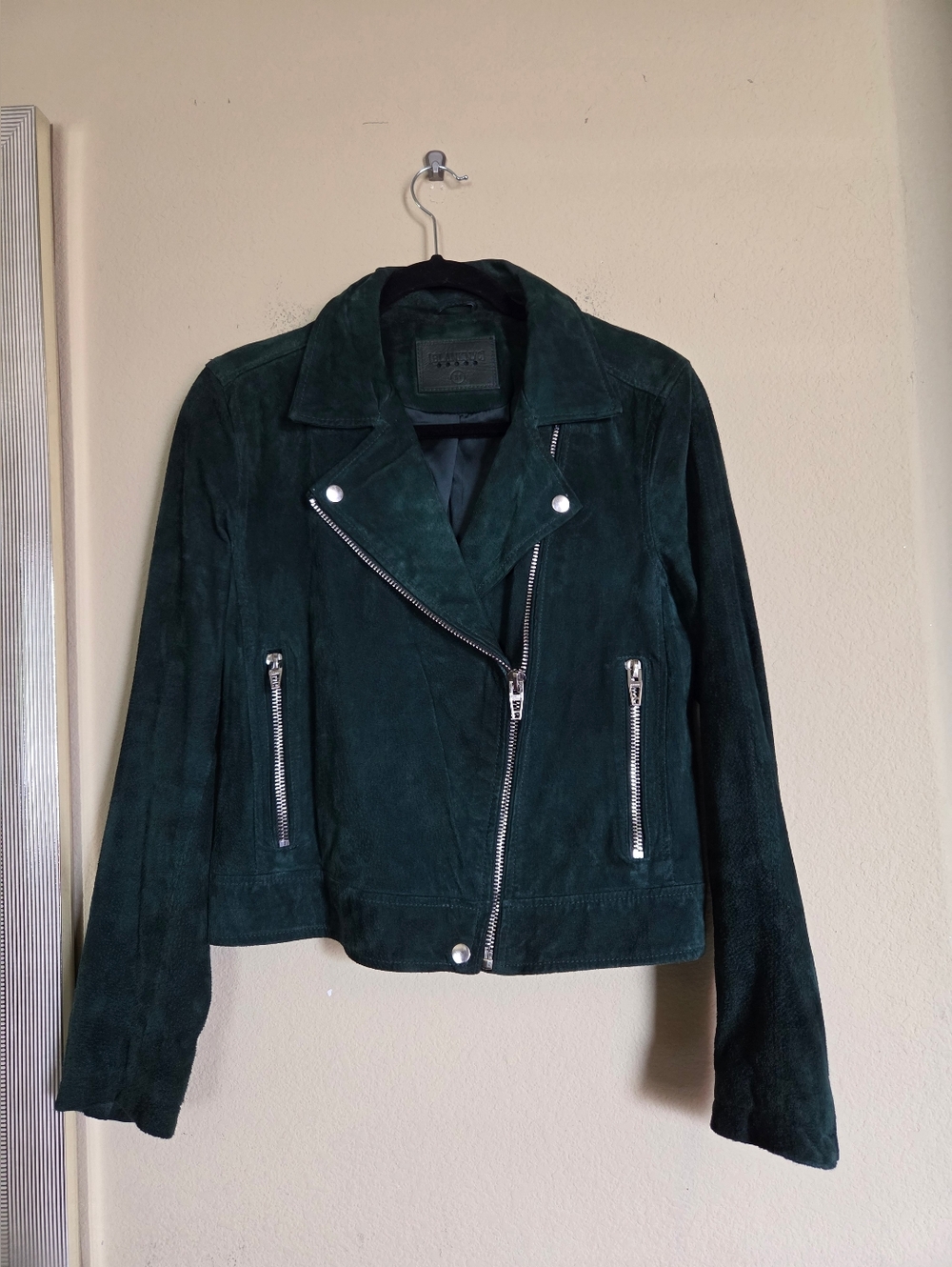 Blank NYC Genuine Suede Emerald Green Moto Jacket